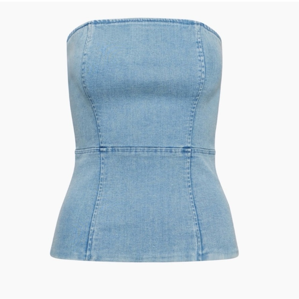 Light Blue Denim Strapless Top